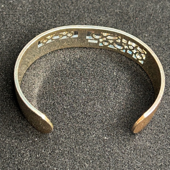 Vintage bangle bracelet cuff wide carved TS Modern Design Deco Jewelry - Picture 5 of 5